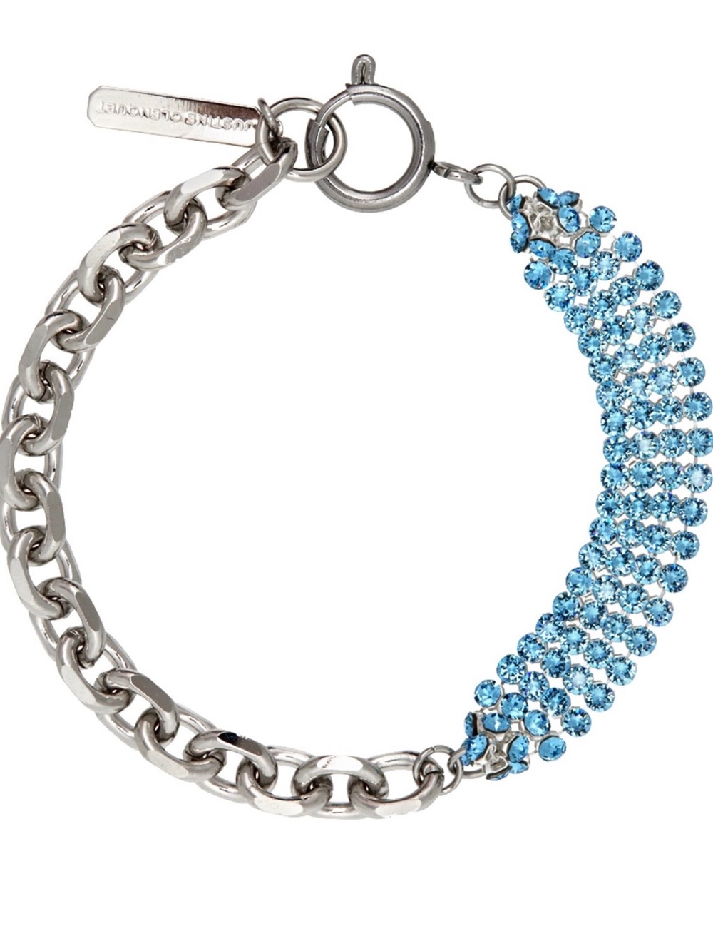 justine clenquet Silver Chain Bracelet with Blue Crystal Pavé Accent